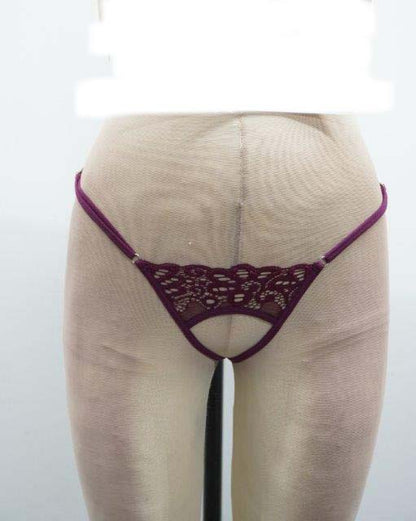 Escante Queen All Over Lace Open Crotch Panty Burgundy