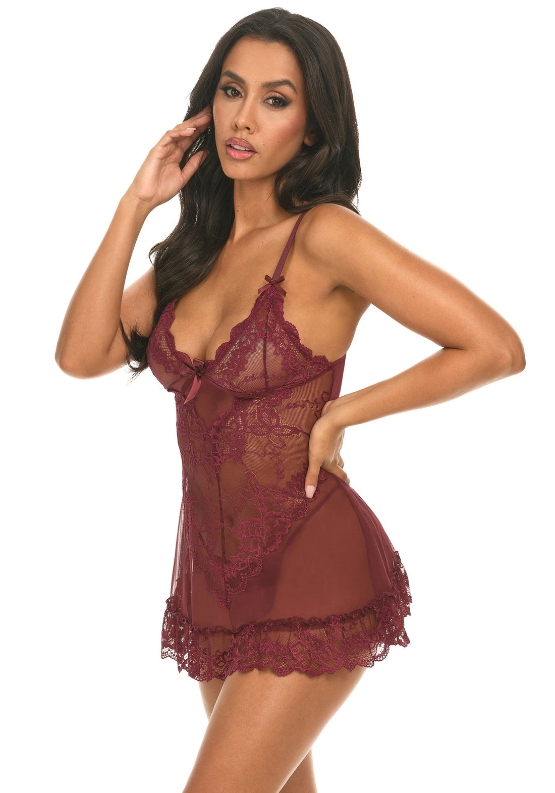 Oh la la Cheri Valentine Soft Cup Babydoll with Lace Detail + G-string Zinfandel