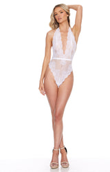 Escante Halter Plunge Front Lace Teddy