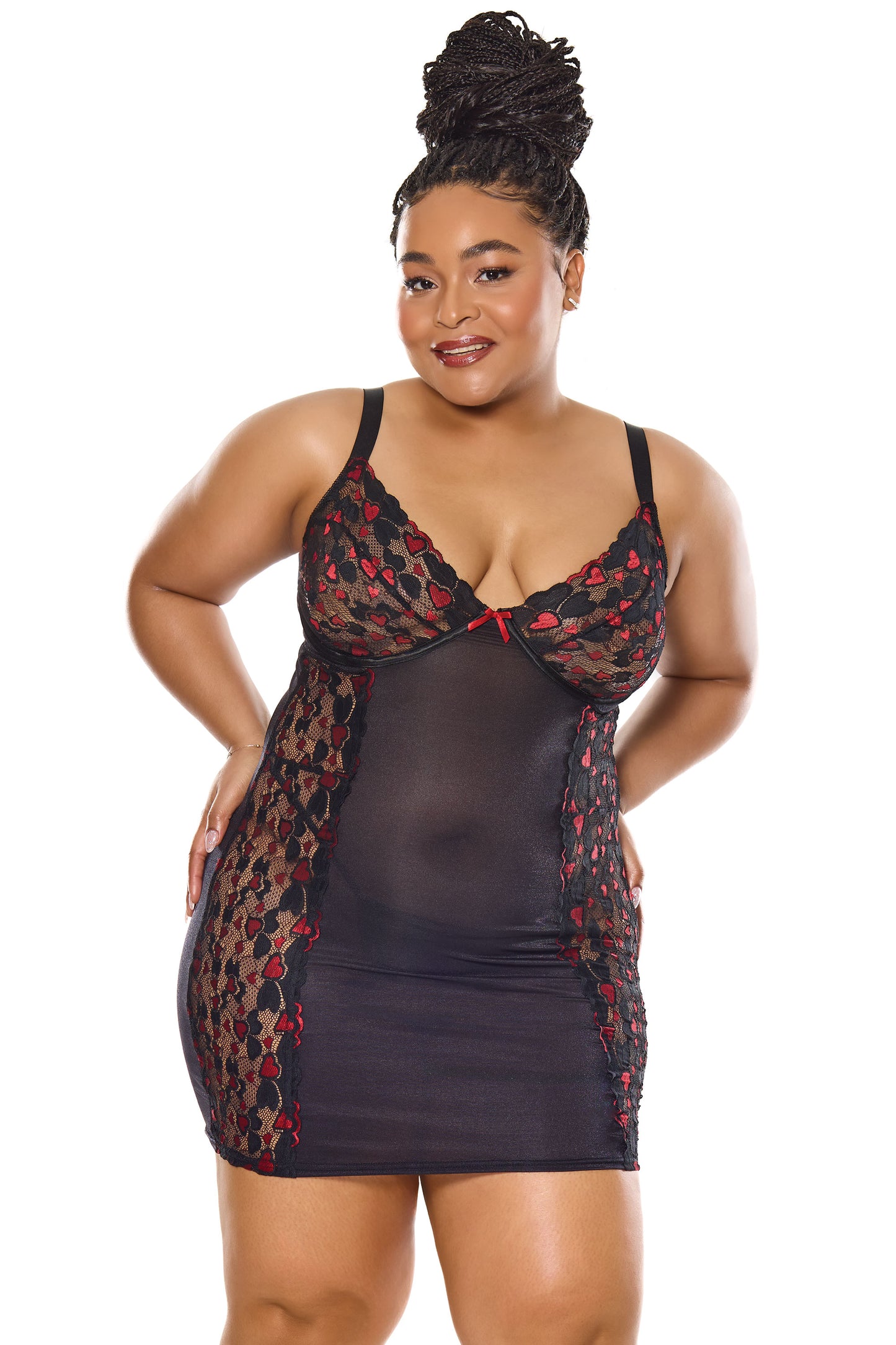 Coquette Valentine Lace Hearts Underwire Cups Chemise