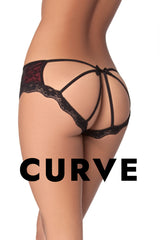 Oh la la Cheri Queen Raissa Lace Overlay Cage Panty Black/Red