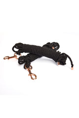 Coquette Black Silky Smooth Rope Set Rose Gold Metal