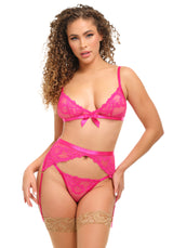 Oh la la Cheri Luella Soft Cup Bralette Set with Bow Detail Pink Yarrow
