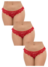 Escante 3 Pack of Open Crotch Tangas