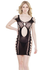 Coquette Tank Dress With Keyhole Cutouts Fence Net Sides