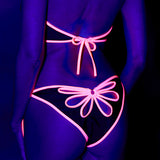 Escante Blacklight Glow Side Tie Flower Back Dancewear Bottom