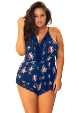 Oh la la Cheri Queen Reina Romper Blue Floral Print