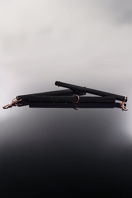 Coquette Pleasure Black Velvet Spreader Bar Rose Gold