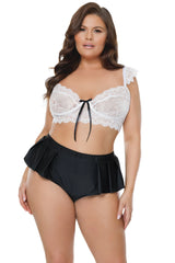 Coquette Diva Sleep Crop Top and Shorts Set Black/White-Rebel Romance
