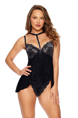 Escante 2 Ways to Wear Teddydoll Babydoll Teddy Black