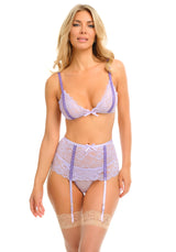 Oh la la Cheri Ana Sofia Soft Cup Lace Bra Set w/ Skirtini Tillandsia Purple/Lavendula