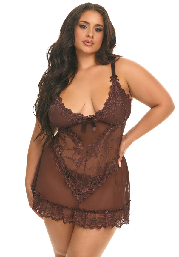 Oh la la Cheri Queen Sweet Valentine Babydoll Puce
