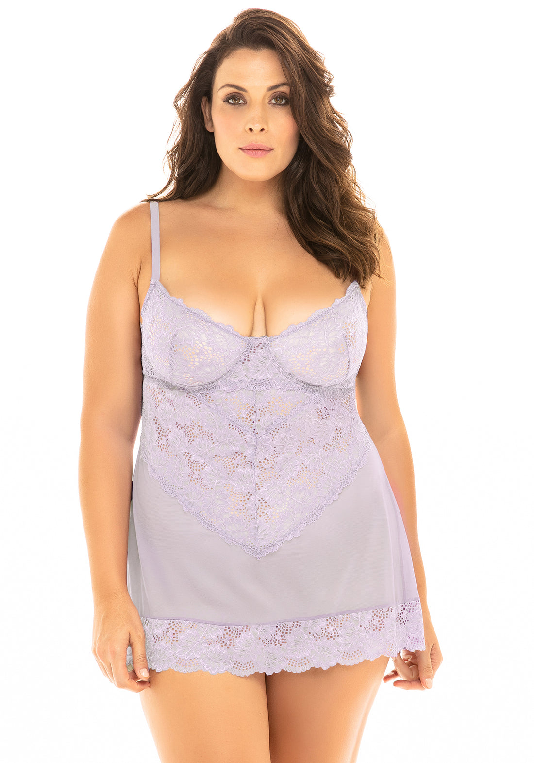 Oh la la Cheri Queen Page Unlined Lace Cup Chemise Lavendula