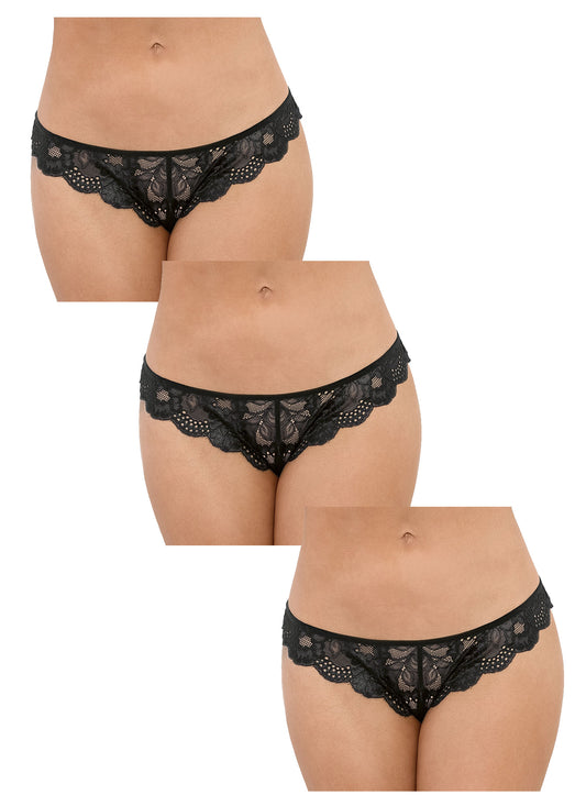 Escante 3 Pack of Open Crotch Tangas