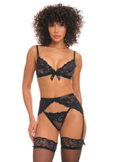Oh la la Cheri Luella Soft Cup Bralette Set with Bow Detail Black