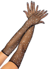 Leg Avenue Rhinestone Fishnet Long Gloves Nude