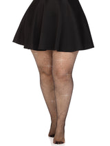 Leg Avenue Fishnet Crystalized Tights With Multi Sized Iridescent Rhinestone