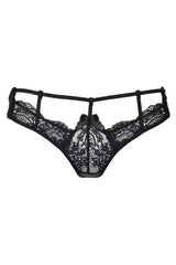 Axami Valentina Caged Thong: black delicate lace, unique caged design, and sweet bow detail.