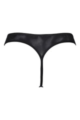 Axami Valentina Caged Thong in black, featuring delicate lace and a unique caged design.