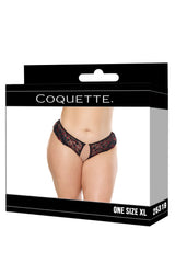 Coquette Queen Heartbreaker Crotchless Panty Black/Red