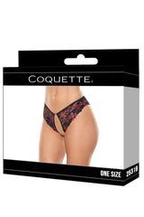Coquette Queen Heartbreaker Crotchless Panty Black/Red