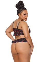 Coquette Valentine Hearts Lace V-Wire Bralette Bra Set