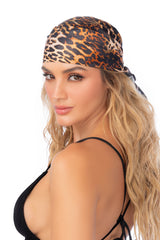 Mapale Versatile Square Scarf Worn as a Headwrap Bandana and Chic Bandeau Santorini Blue