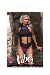 Fantasy Vibes Stardust Halter Top & Suspender Bottoms Bra Set-Rebel Romance