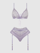 House of Desire Queen Vivienne Timeless Lace & Micro Bralette & Thong Set Lavender