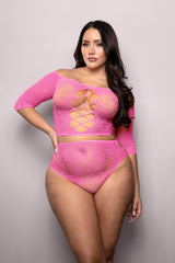 Fantasy Lingerie Vixen Wide Awake Rhinestone Top & Panty Set Pink Queen