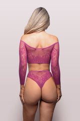 Fantasy Lingerie Vixen Your Desire Stocking Long Sleeve Top & Panty Set