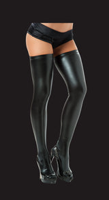 Mapale Wet Look Thigh Highs Metallic Black
