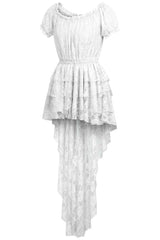 White High Low Lace Dress - Daisy Corsets