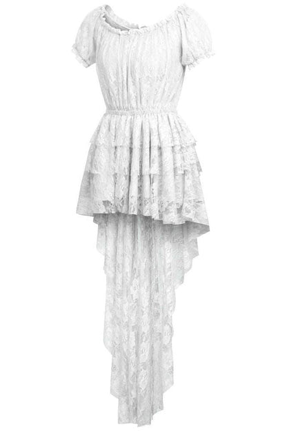 White High Low Lace Dress - Daisy Corsets