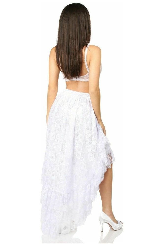 Daisy Corsets White High Low Lace Skirt