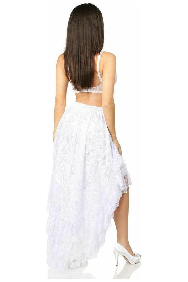 Daisy Corsets White High Low Lace Skirt