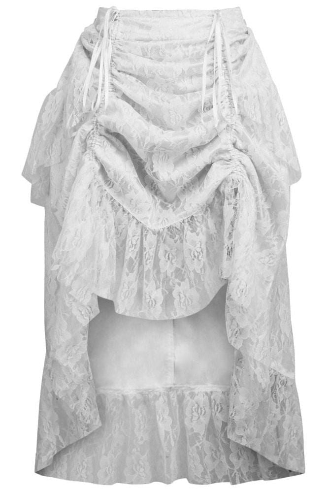 Daisy Corsets White Lace Adjustable High Low Bustle Skirt