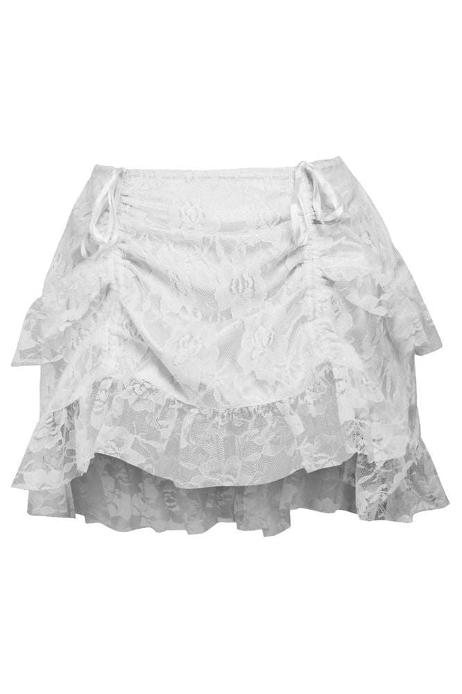 Daisy Corsets White Lace Ruched Bustle Skirt
