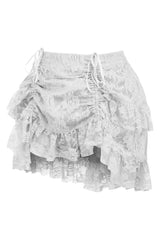 Daisy Corsets White Lace Ruched Bustle Skirt