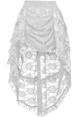Daisy Corsets Lace Ruched Front High Low Lace Skirt