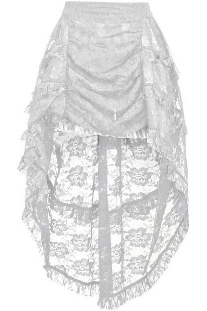 Daisy Corsets Lace Ruched Front High Low Lace Skirt