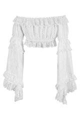 Daisy Corsets Lace Smocked Flare Sleeve Peasant Top
