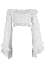 Daisy Corsets Lace Smocked Flare Sleeve Peasant Top