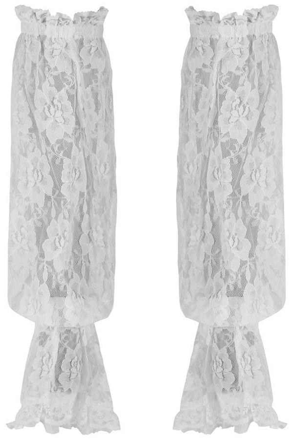 Daisy Corsets White Sheer Lace Smocked Sleeves