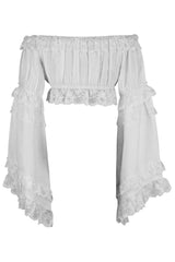 Daisy Corsets White Smocked Flare Sleeve Peasant Top