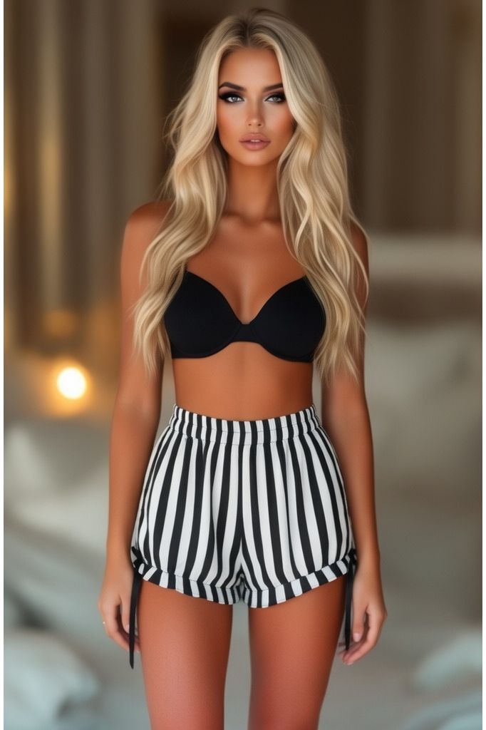 Daisy Corsets White/Black Striped Bloomers