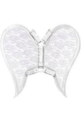 White/White Faux Leather & Lace Angel Wing Body Harness - Daisy Corsets