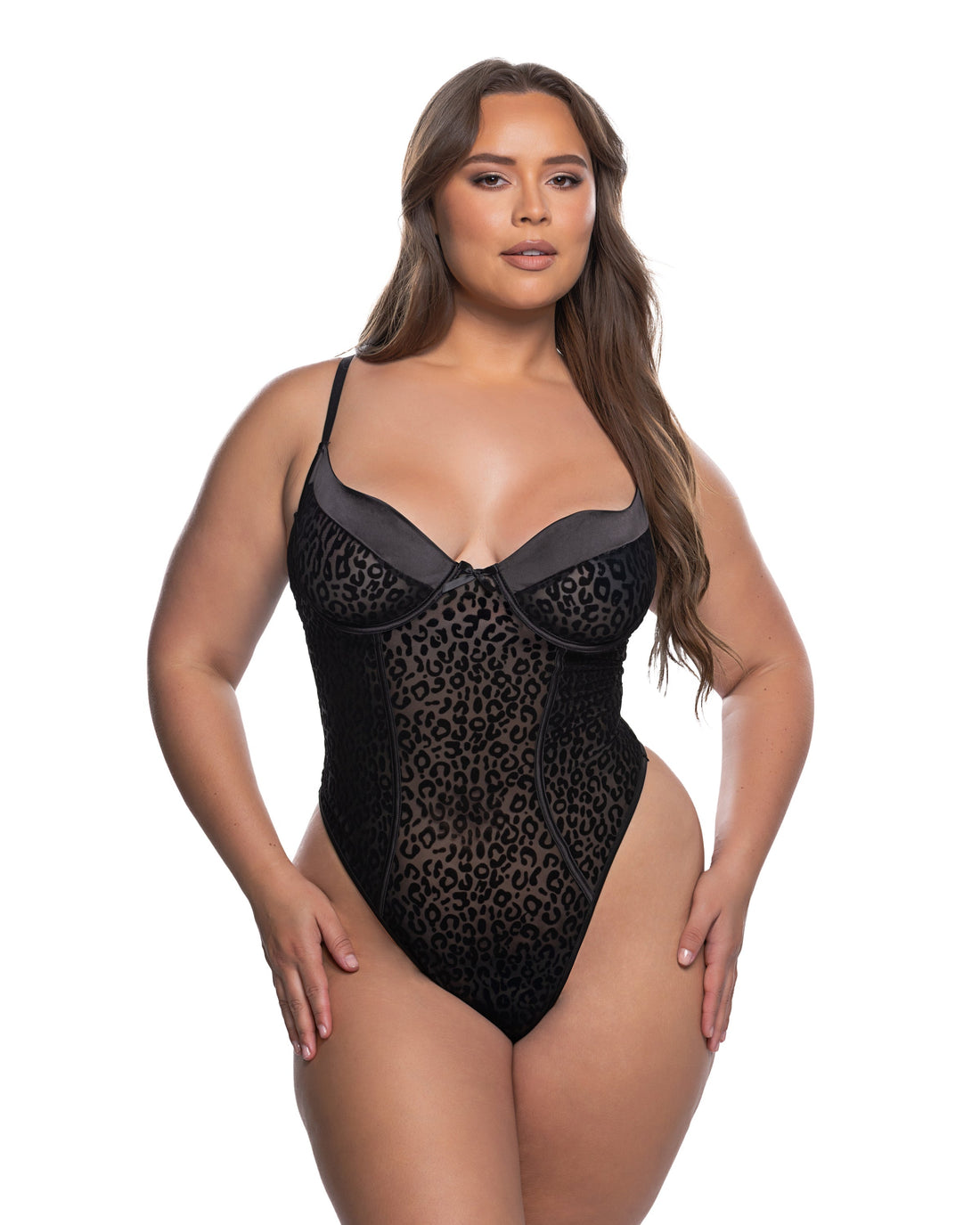 Roma Confidential Queen Plus Wild Thing Teddy Flocked Leopard Mesh Black