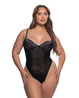 Roma Confidential Queen Plus Wild Thing Teddy Flocked Leopard Mesh Black