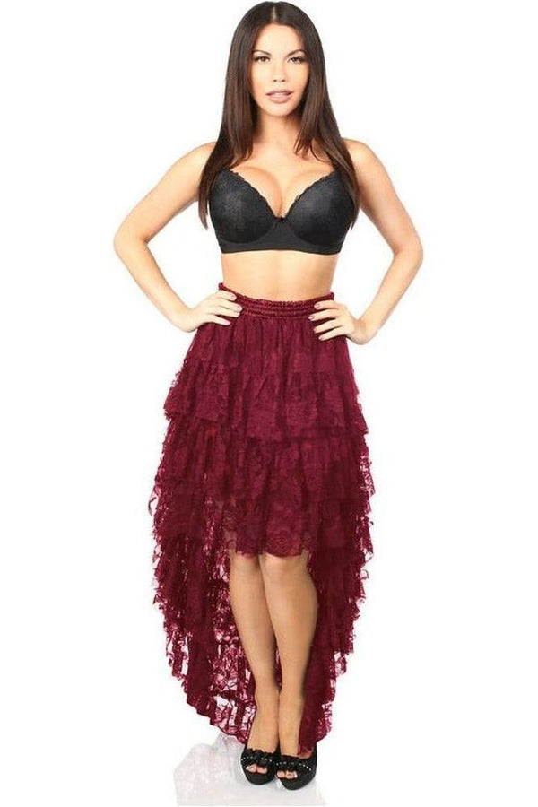 Daisy Corsets Wine High Low Lace Skirt ACC-09